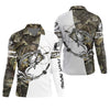 Maxcorners Camo White Fishing UPF Shirts, Camouflage Fishing Shirts, Fishing Gifts For Men, Men's Fishing Shirt