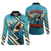 Maxcorners Shark Fishing SPF Shirts, Shark Attack Danger Area Fishing Shirts For Men, Funny Fisherman Gift