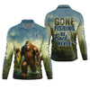 Maxcorners Gone Fishing Be Back Never Sasquatch Fishing SPF Shirt, Performance Fishing Shirts, Men's Fishing Shirt