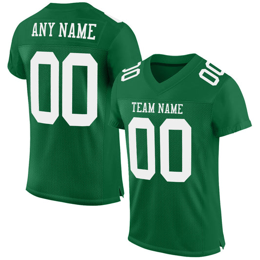 Maxcorners Custom Kelly Green White Mesh Authentic Football Jersey LM2605