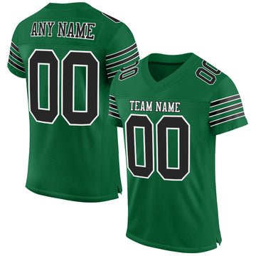 Maxcorners Custom Kelly Green Black-White Mesh Authentic Football Jersey LM2605