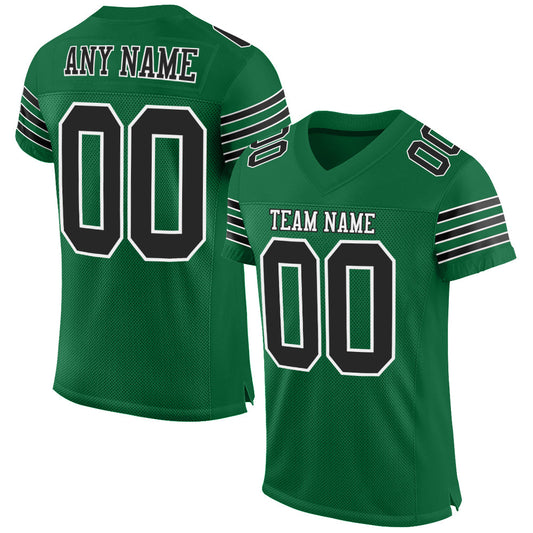 Maxcorners Custom Kelly Green Black-White Mesh Authentic Football Jersey LM2605