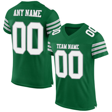 Maxcorners Custom Kelly Green White-Gray Mesh Authentic Football Jersey LM2605