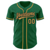 Maxcorners Custom Kelly Green Black Pinstripe Old Gold Authentic Baseball Jersey LM2605