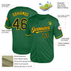 Maxcorners Custom Kelly Green Black-Yellow Mesh Authentic Throwback Baseball Jersey LM2605