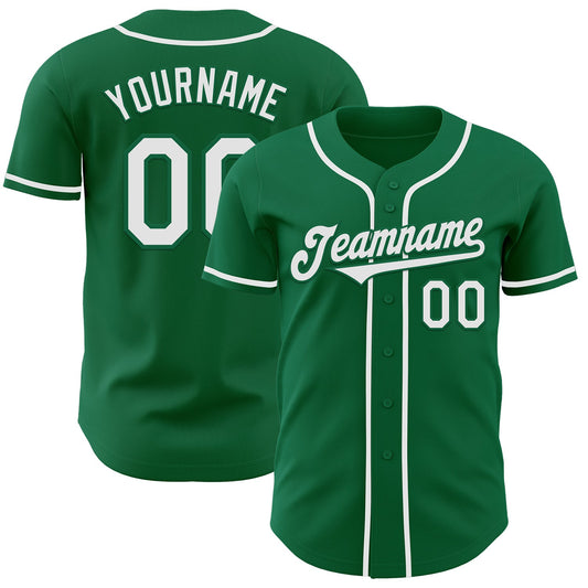 Maxcorners Custom Kelly Green White Authentic Baseball Jersey LM2605