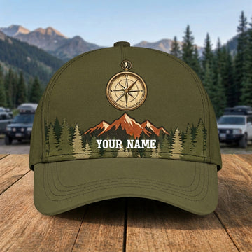 Maxcorners The Explorer's Compass Hiking Personalized Name Cap
