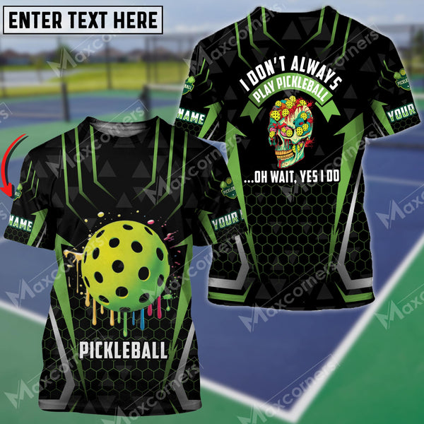 Maxcorners Personalized Name Pickleball Skull 3D Shirt