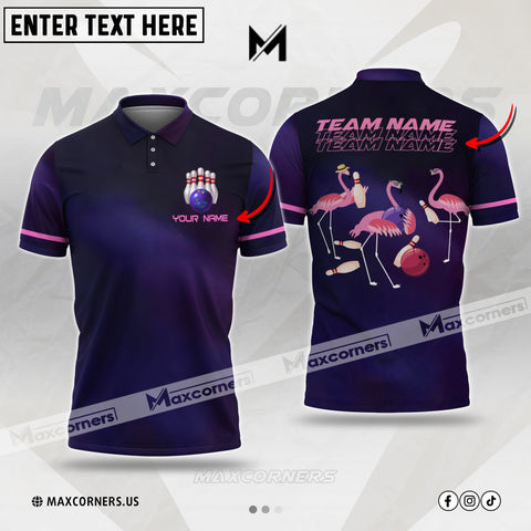 Maxcorners Bowling Flamingo Customized Name & Team Name 3D Shirt