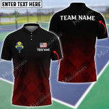 MaxCorners Personalized Name Pickleball US Flag 3D Polo Shirt