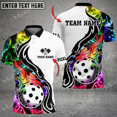 Maxcorners Pickleball Multicolor Smoke Pattern  Personalized Name, Team Name 3D Shirt