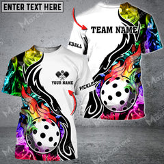 Maxcorners Pickleball Multicolor Smoke Pattern  Personalized Name, Team Name 3D Shirt