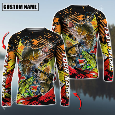 Maxcorners Stripped Bass Fishing Sport Jersey Personalized Name Long Sleeve Shirt