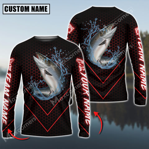 Maxcorners Chinook Fishing Sport Jersey Personalized Name Long Sleeve Shirt