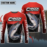 Maxcorners Chinook Fishing Sport Jersey Personalized Name Long Sleeve Shirt