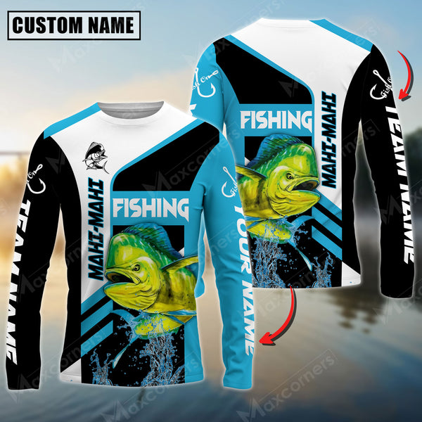 Maxcorners Mahi-mahi Fishing Sport Jersey Personalized Name Long Sleeve Shirt