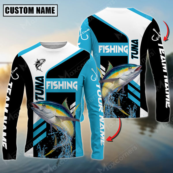 Maxcorners Tuna Fishing Sport Jersey Personalized Name Long Sleeve Shirt