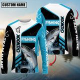 Maxcorners Chinook Fishing Sport Jersey Personalized Name Long Sleeve Shirt