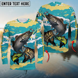 Maxcorners Stripped Bass Fishing Sport Jersey Personalized Name Long Sleeve Shirt