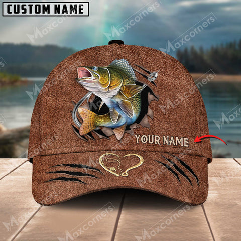 Maxcorners Personalized Walleye Fishing Pattern Classic 3D Cap