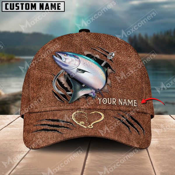 Maxcorners Personalized Salmon Fishing Pattern Classic 3D Cap