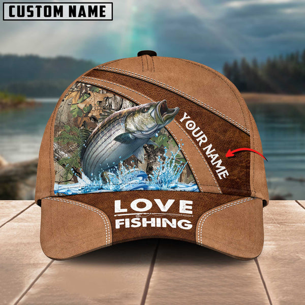 Maxcorners Personalized Striped Bass Fishing Pattern Classic 3D Cap