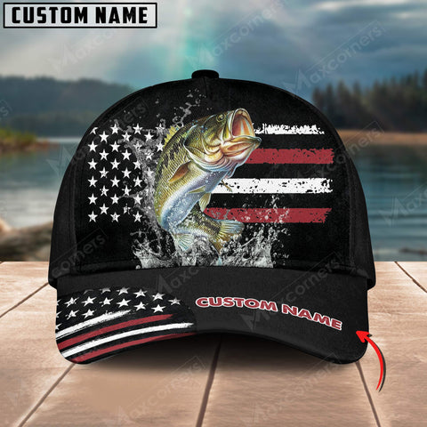 Maxcorners Personalized Large Mouth Bass Fishing Pattern Classic 3D Cap