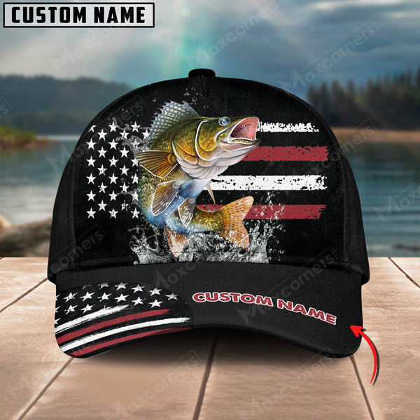 Maxcorners Personalized Walleye Fishing Pattern Classic 3D Cap