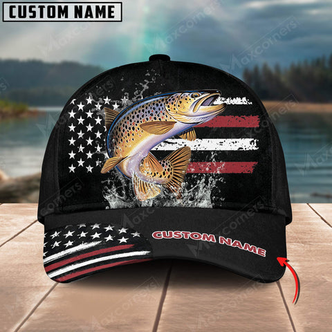 Maxcorners Personalized Trout Fish Fishing Pattern Classic 3D Cap