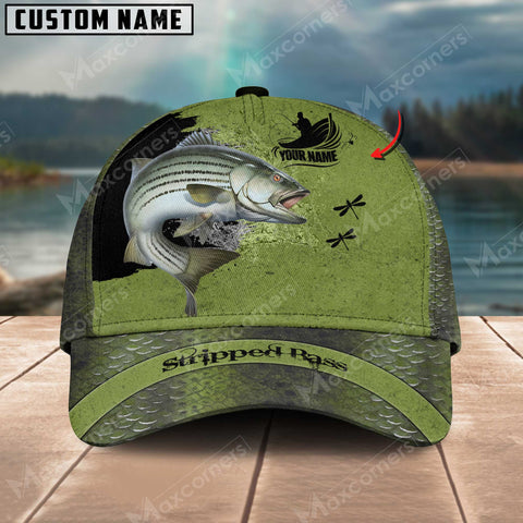 Maxcorners Personalized Stripped Bass Fishing Pattern Classic 3D Cap