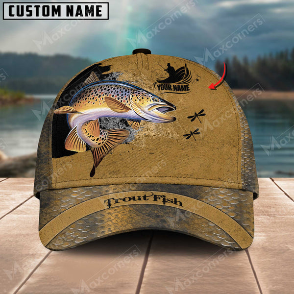 Maxcorners Personalized Trout Fish Fishing Pattern Classic 3D Cap