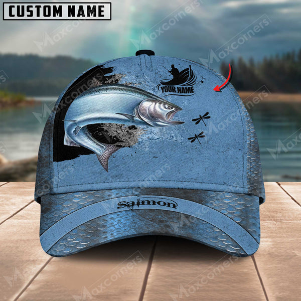 Maxcorners Personalized Salmon Fishing Pattern Classic 3D Cap