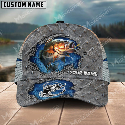 Maxcorners Personalized Large Mouth Bass Fishing Pattern Classic 3D Cap