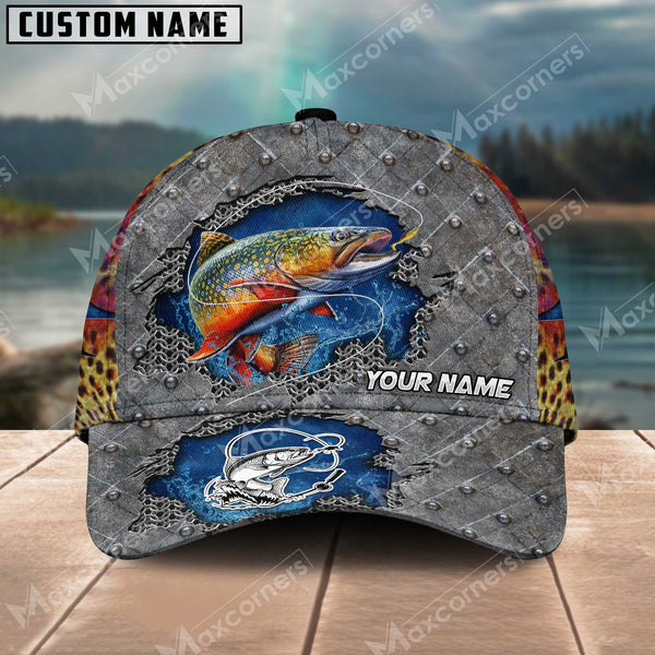 Maxcorners Personalized Trout Fish Fishing Pattern Classic 3D Cap