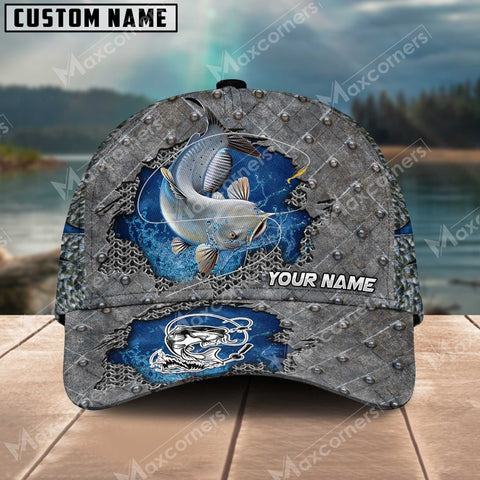 Maxcorners Personalized Catfish Fishing Pattern Classic 3D Cap