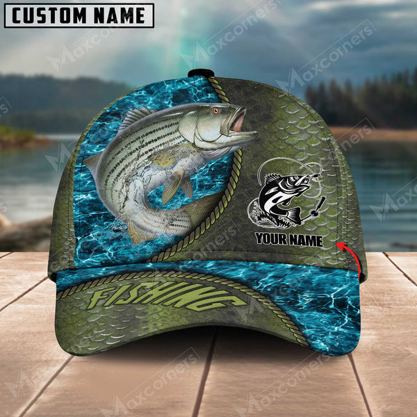 Maxcorners Personalized Stripped Bass Fishing Pattern Classic 3D Cap