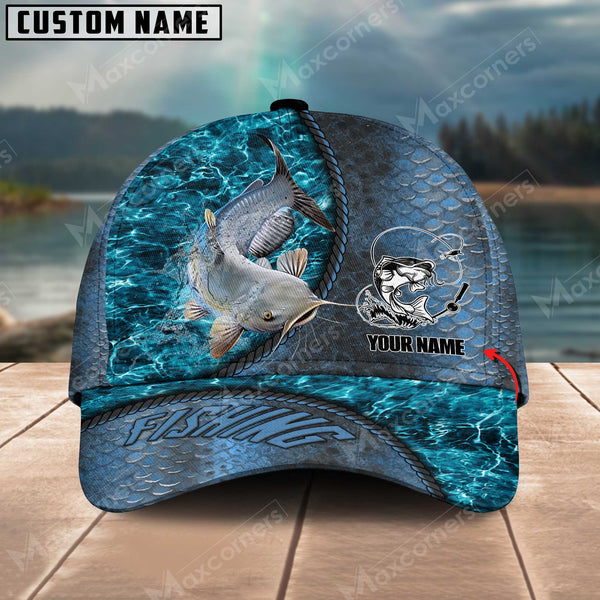 Maxcorners Personalized Catfish Fishing Pattern Classic 3D Cap