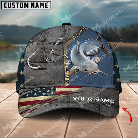 Maxcorners Personalized Catfish Fishing Pattern Classic 3D Cap