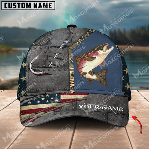 Maxcorners Personalized Salmon Fishing Pattern Classic 3D Cap