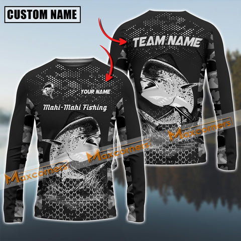 Maxcorners Mahi-mahi Fishing Sport Jersey Personalized Name Long Sleeve Shirt