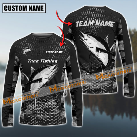 Maxcorners Tuna Fishing Sport Jersey Personalized Name Long Sleeve Shirt