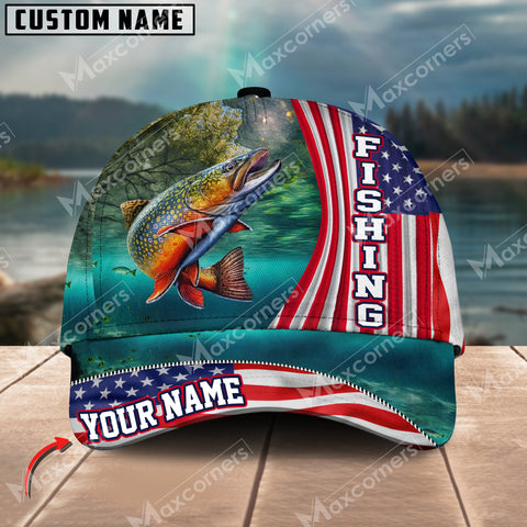 Maxcorners Personalized Trout Fish Fishing Pattern Classic 3D Cap