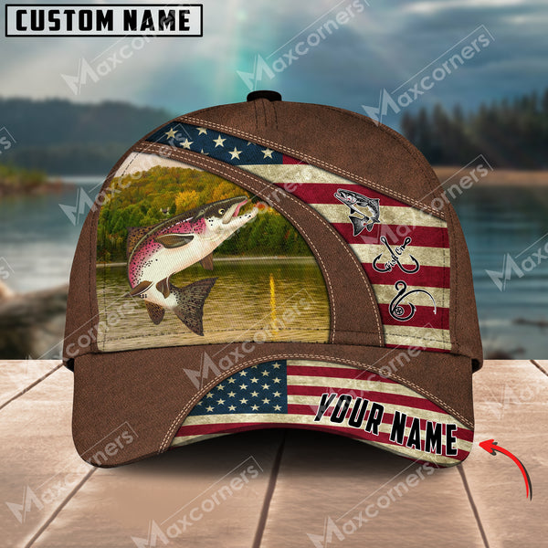 Maxcorners Personalized Salmon Fishing Pattern Classic 3D Cap