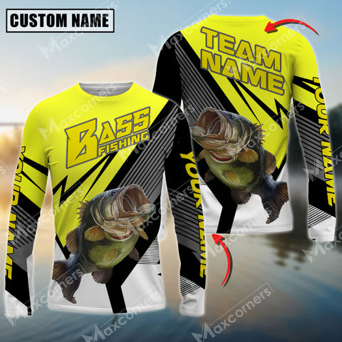 Maxcorners Largemouth bass Fishing Sport Jersey Personalized Name Long Sleeve Shirt