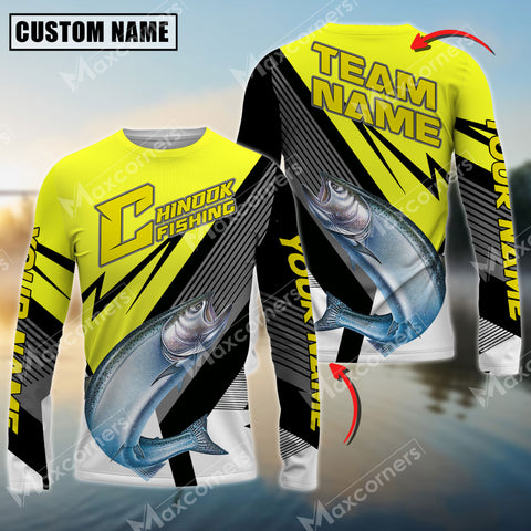 Maxcorners Chinook Fishing Sport Jersey Personalized Name Long Sleeve Shirt