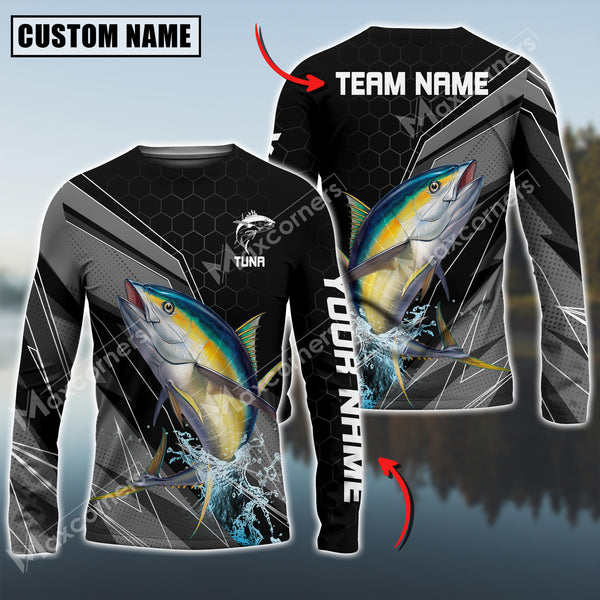 Maxcorners Tuna Fishing Sport Jersey Personalized Name Long Sleeve Shirt