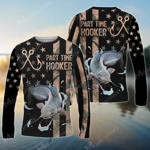 Maxcorners Catfish Fishing Part Time Hooker Long Sleeve Shirt