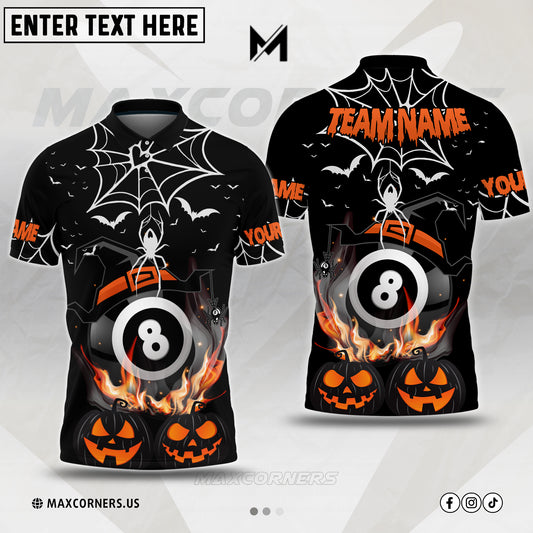 Maxcorners Billiards Halloween Ball 8 Sport Jersey Multicolor Options Personalized Name, Team Name 3D Shirt (4 Colors)