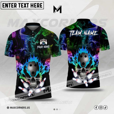 Maxcorners Bowling Multicolor Smoke Pattern Sport Jersey Customized Name & Team Name 3D Shirt