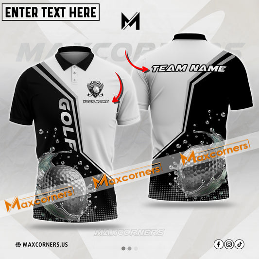 MaxCorners Golf Multicolor Option Customized Name 3D Polo Shirt (4 colors)